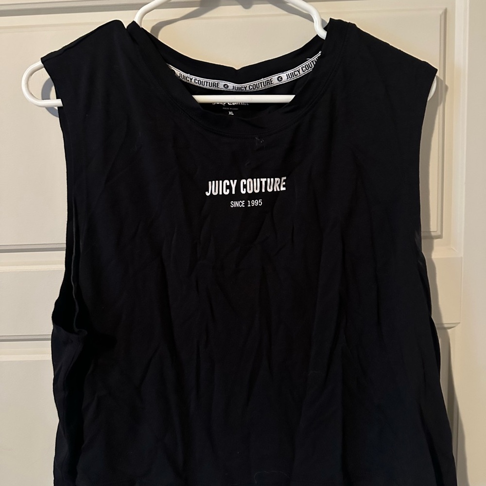 Juicy Couture Black Sleeveless Top XL Soft Modal Y2K Style Logo Tee